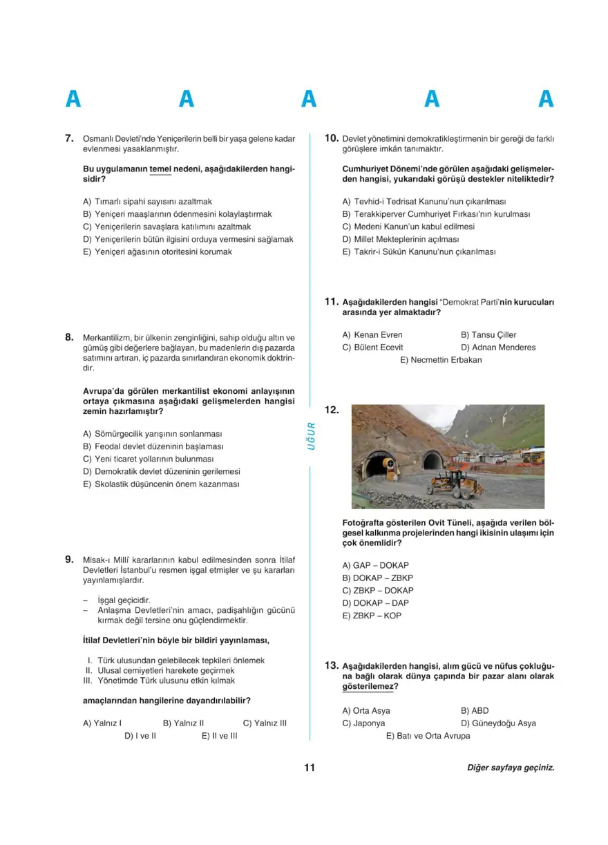 Uğur Okulları YKS - AYT deneme sınavı 10 Uğur Okulları YKS - AYT deneme sınavı 10