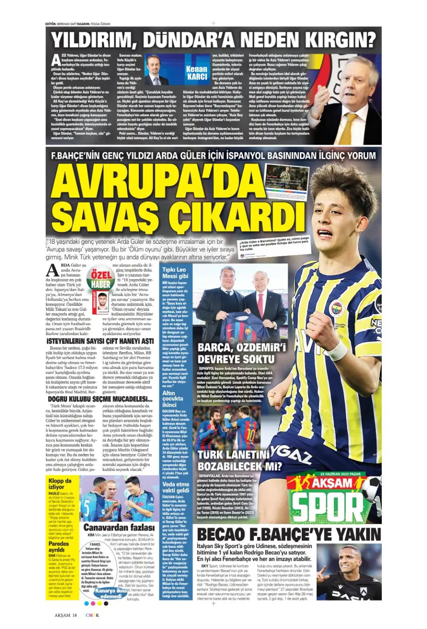 Günün spor manşetleri (25 Haziran 2023) 10 Günün spor manşetleri (25 Haziran 2023) 10