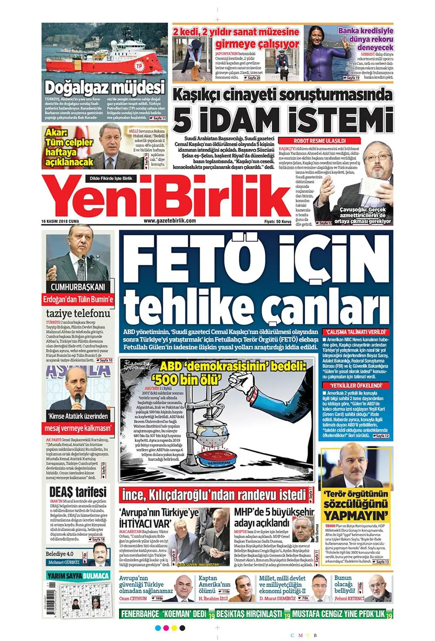 Günün gazete manşetleri - 16 Kasım 2018 3 Günün gazete manşetleri - 16 Kasım 2018 3