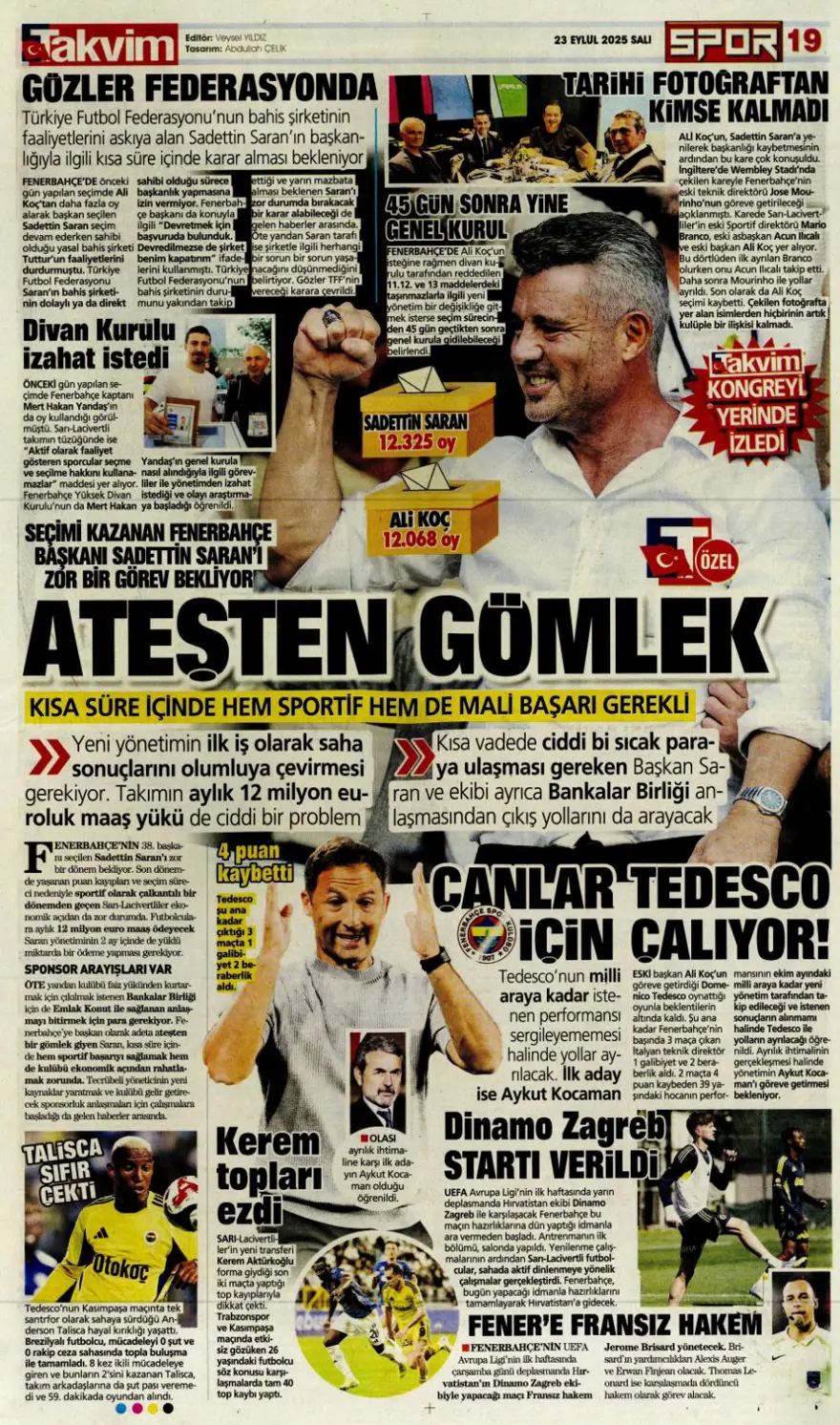 "Süper Lig'in Aslan'ı" (23 Eylül spor manşetleri) 31