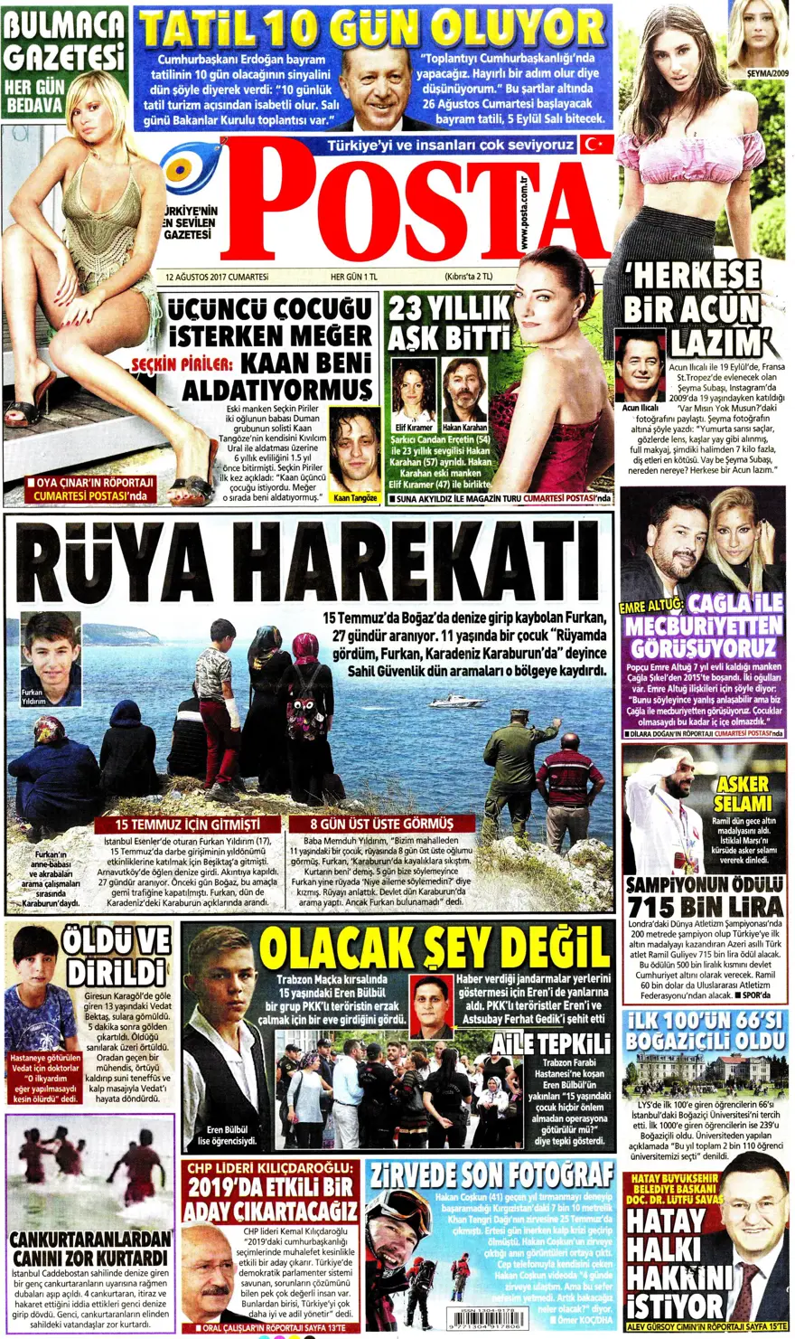 Günün gazete manşetleri - 12.08.2017 7 Günün gazete manşetleri - 12.08.2017 7