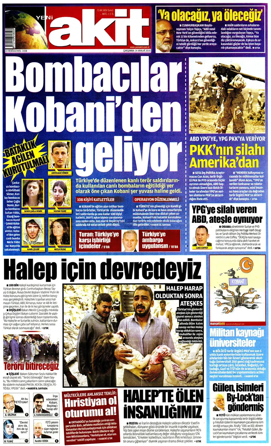 Günün gazete manşetleri - 14 Aralık 2016 14