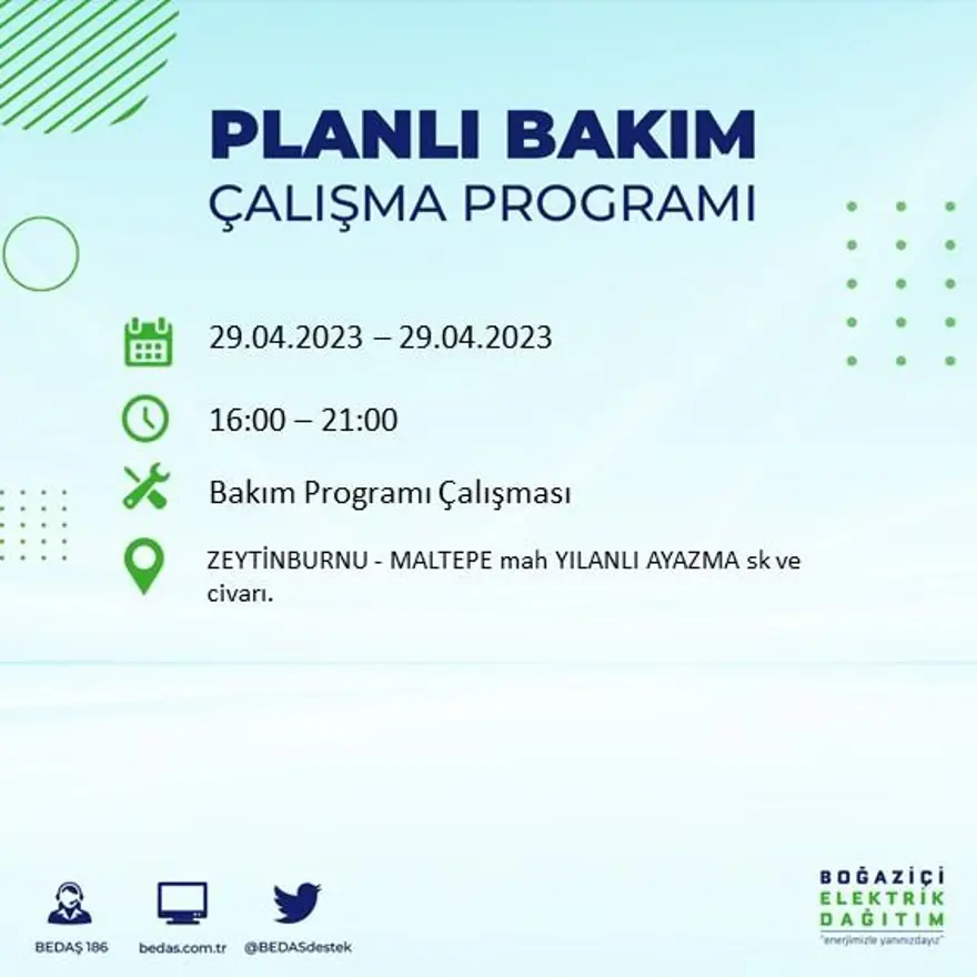 İstanbul'un 14 ilçesinde elektrik kesintisi: Elektrikler ne zaman gelecek? (29 Nisan BEDAŞ planlı elektrik kesintisi) 26