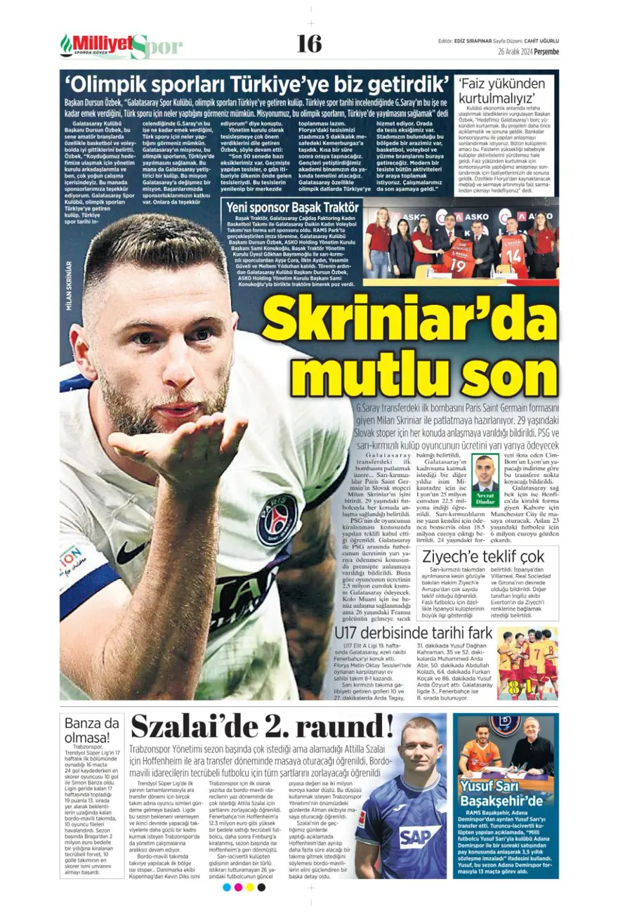 "Aslan'dan dev harekat" (26 Aralık 2024 spor manşetleri) 12