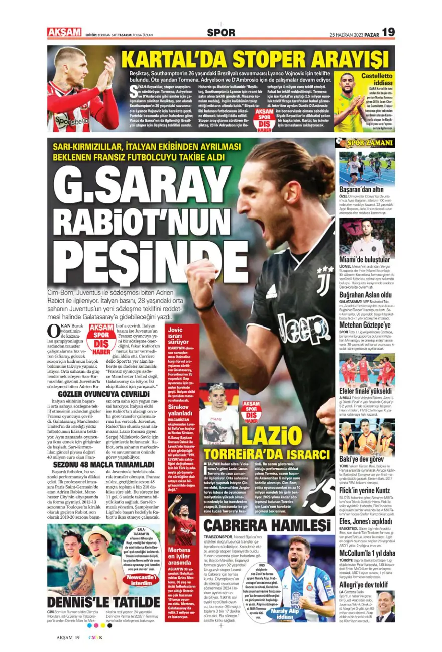 Günün spor manşetleri (25 Haziran 2023) 11 Günün spor manşetleri (25 Haziran 2023) 11