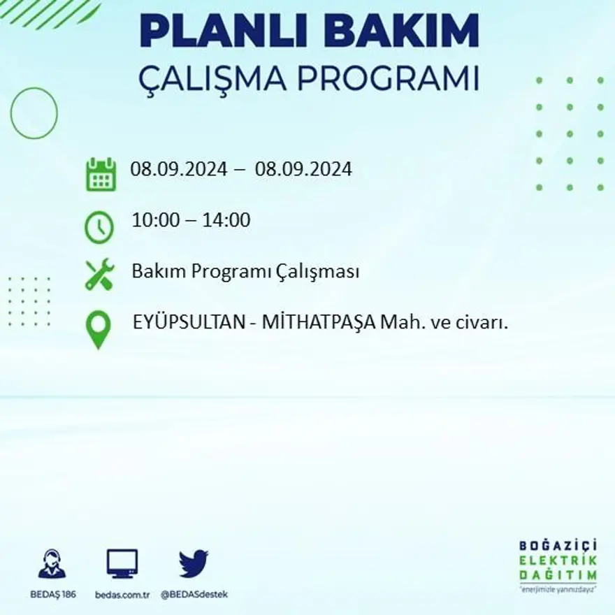 Bu ilçelerde oturanlar dikkat! 8 saat elektrik kesintisi yaşanacak: Elektrikler ne zaman gelecek? (8 Eylül BEDAŞ kesinti programı) 16