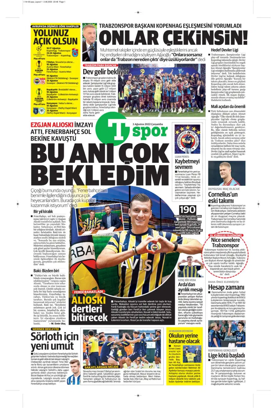 Günün spor manşetleri (3 Ağustos 2022) 16