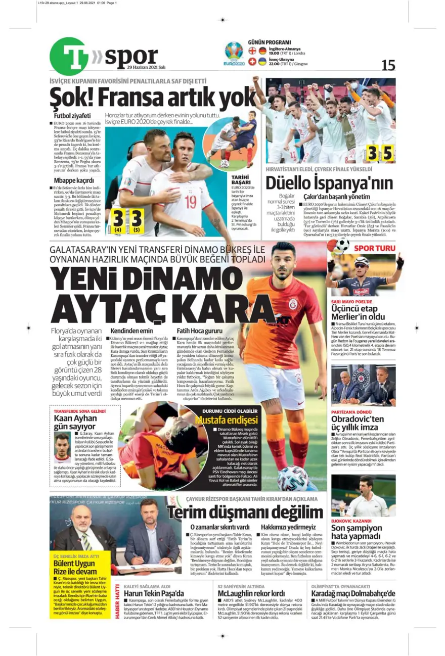 Günün spor manşetleri (29 Haziran 2021) 12