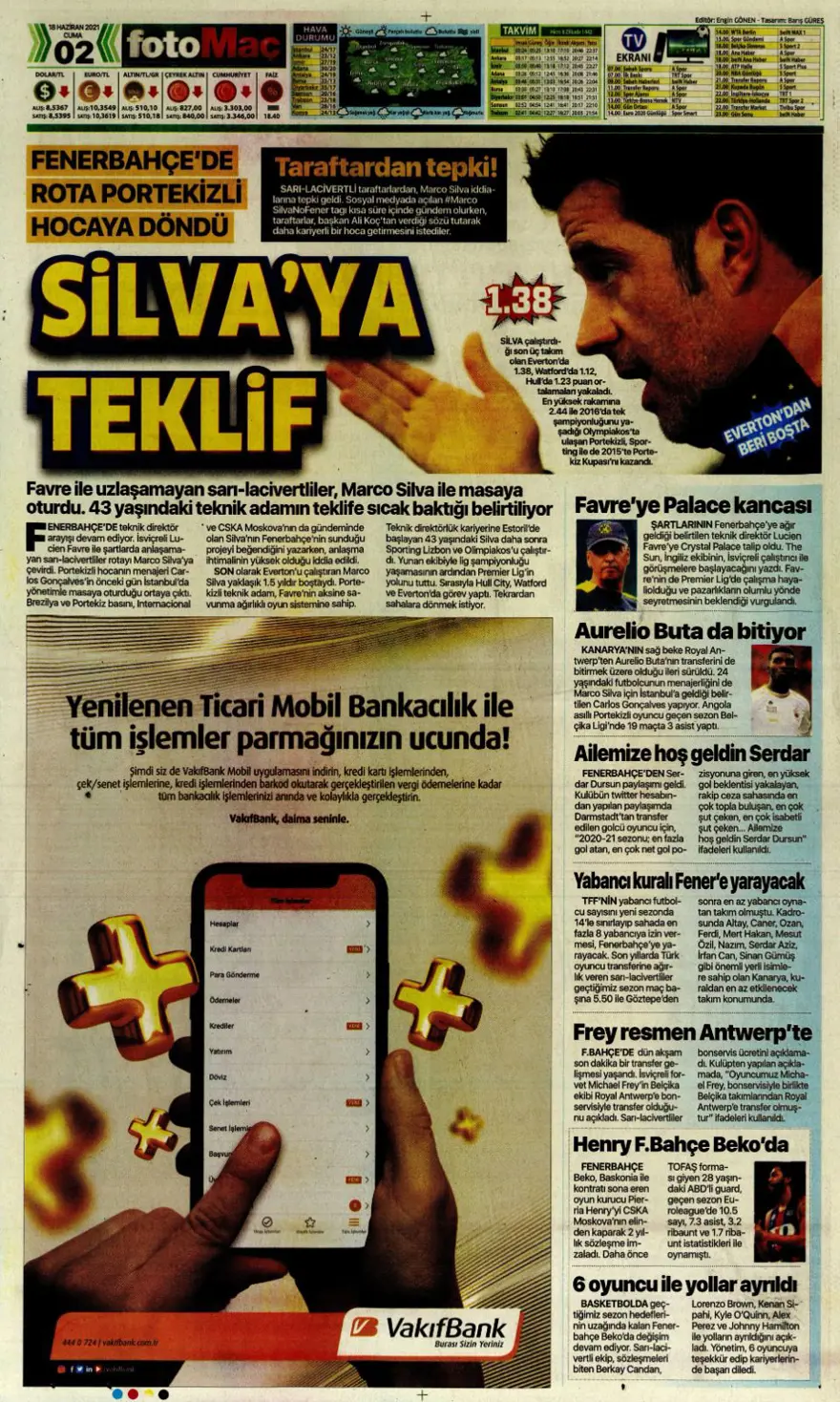 Günün spor manşetleri (18 Haziran 2021) 1