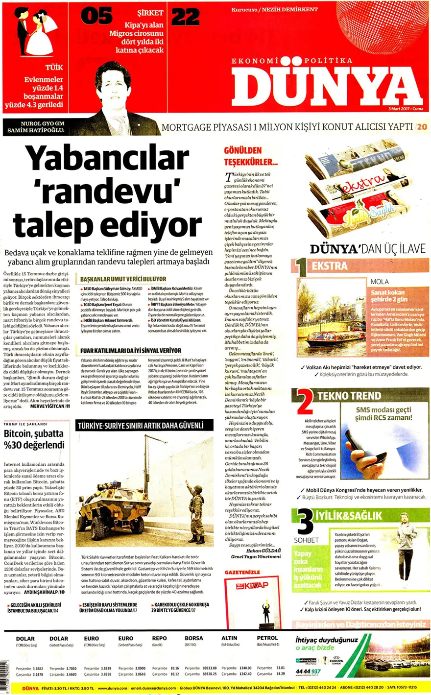 Günün gazete manşetleri - 3 Mart 2017 10