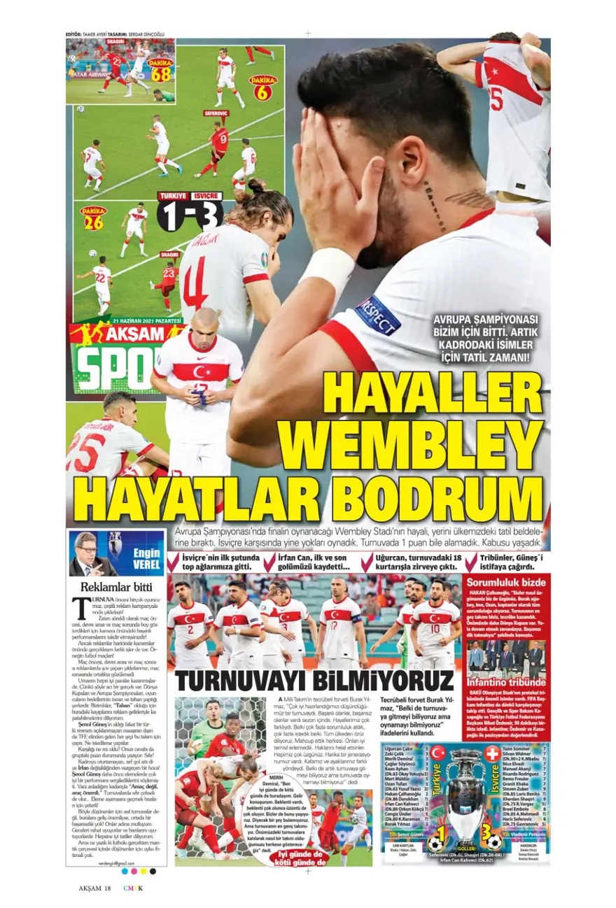 Günün spor manşetleri (21 Haziran 2021) 