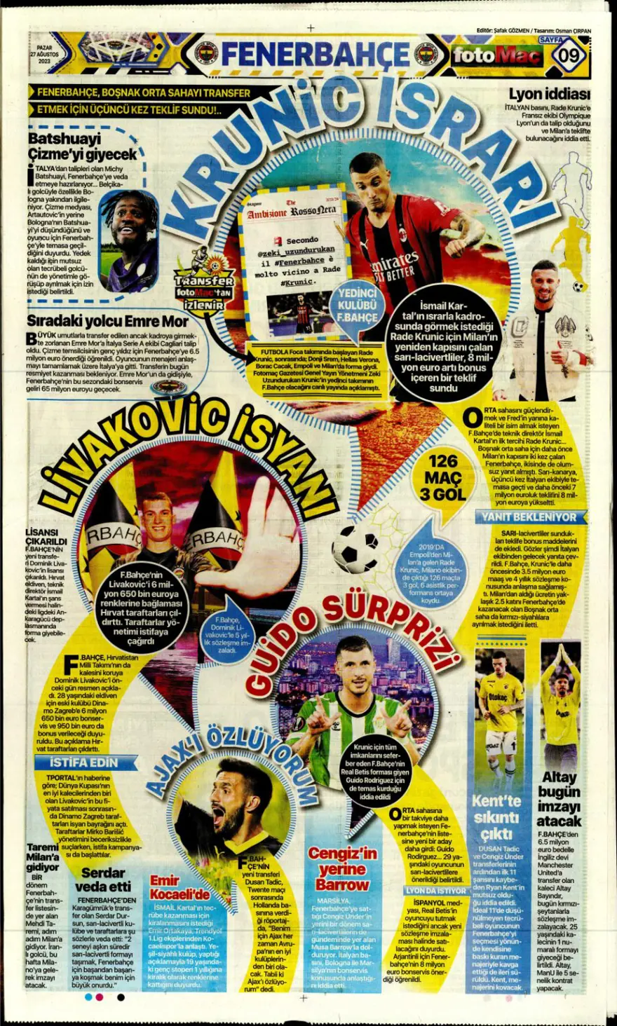 "Çilek transferler için nefesler tutuldu" (27 Ağustos 2023 spor manşetleri) 4 "Çilek transferler için nefesler tutuldu" (27 Ağustos 2023 spor manşetleri) 4