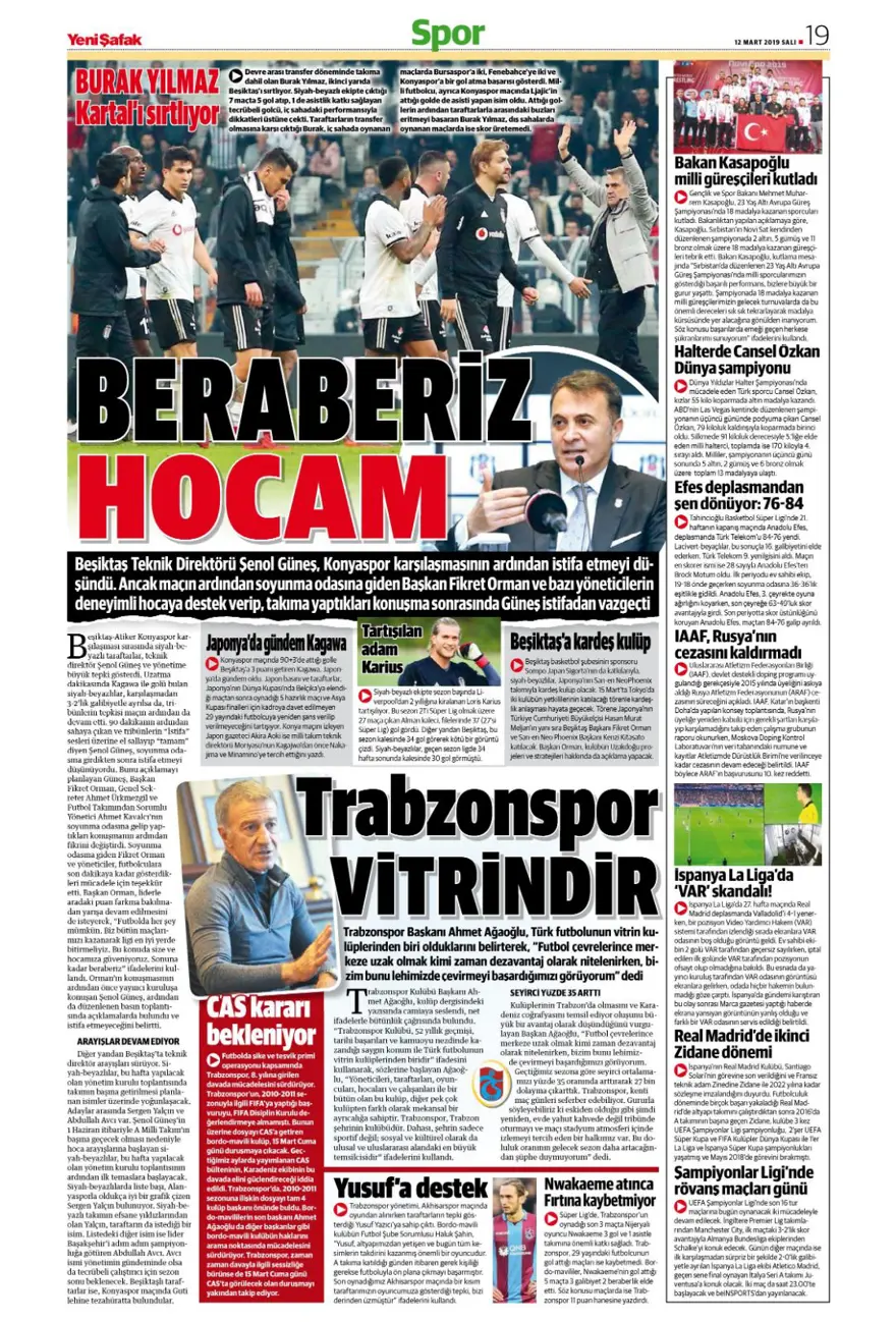 Günün spor manşetleri (12 Mart 2019) 