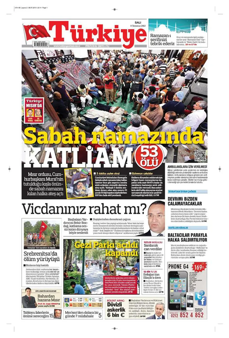 9 Temmuz 2013 gazete manşetleri 15