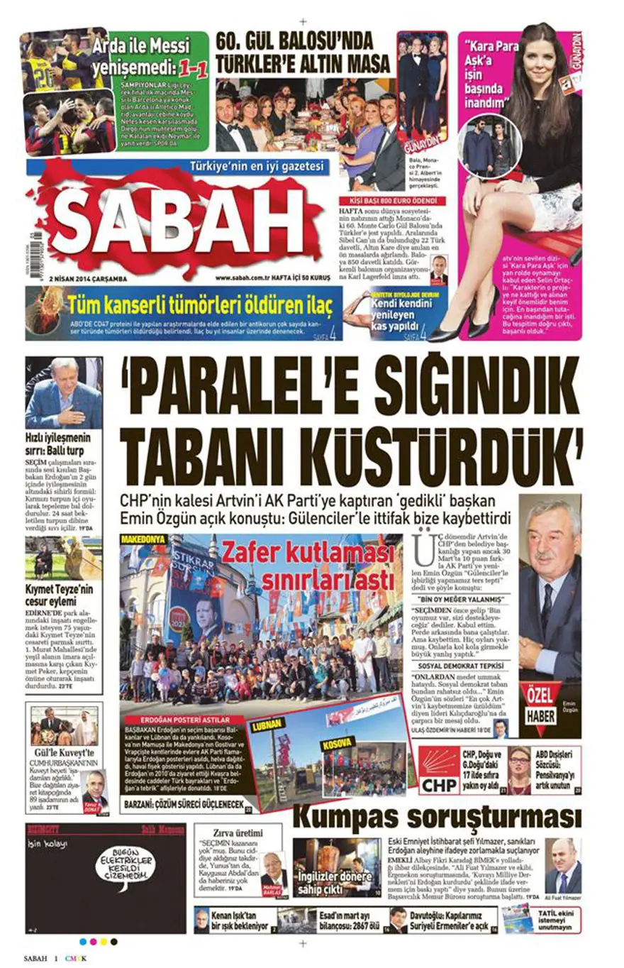 Günün gazete manşetleri - 2 Nisan 2014 12 Günün gazete manşetleri - 2 Nisan 2014 12