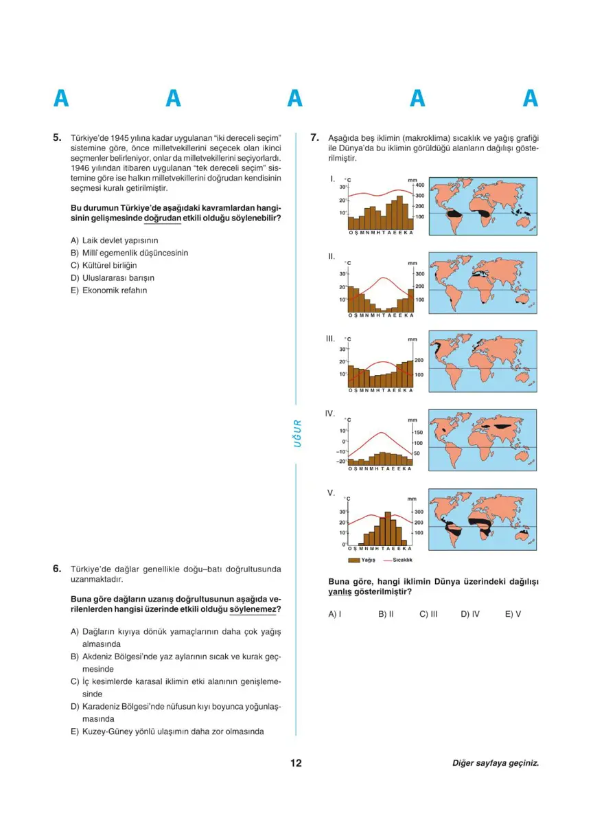 Uğur Okulları YKS - TYT deneme sınavı 11