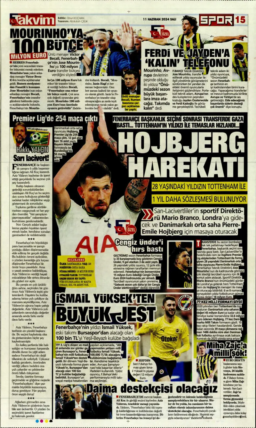 "Fenerbahçe'den Mane bombası" (11 Haziran 2024 spor manşetleri) 13