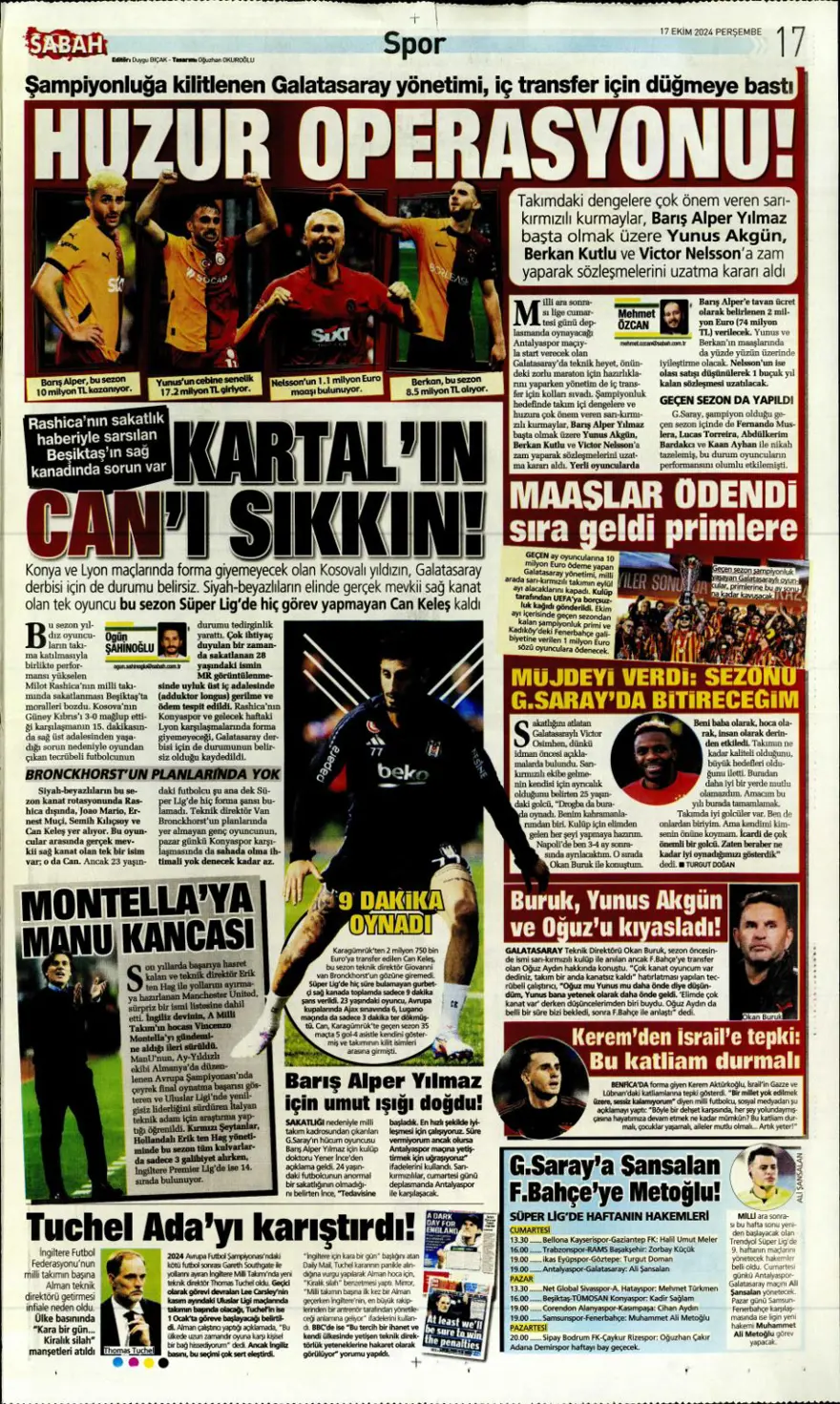 “İtalyan orta saha Fener'e” (17 Ekim 2024 spor manşetleri) 7