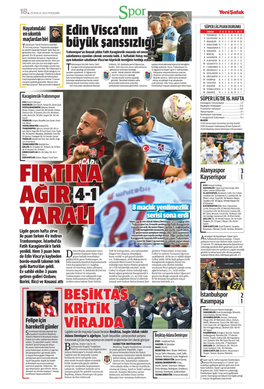 Günün spor manşetleri (29 Aralık 2022) 16