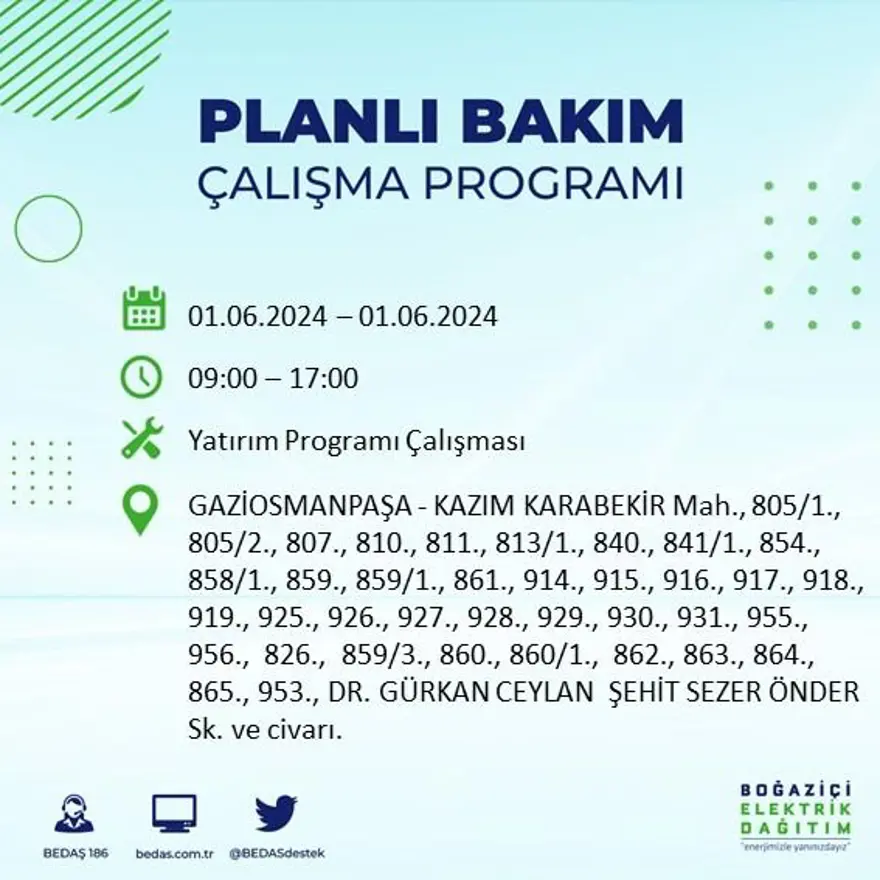 İstanbul'un 18 ilçesinde elektrik kesintisi yaşanacak: Elektrikler ne zaman gelecek? (1 Haziran BEDAŞ kesinti programı) 37 İstanbul'un 18 ilçesinde elektrik kesintisi yaşanacak: Elektrikler ne zaman gelecek? (1 Haziran BEDAŞ kesinti programı) 37
