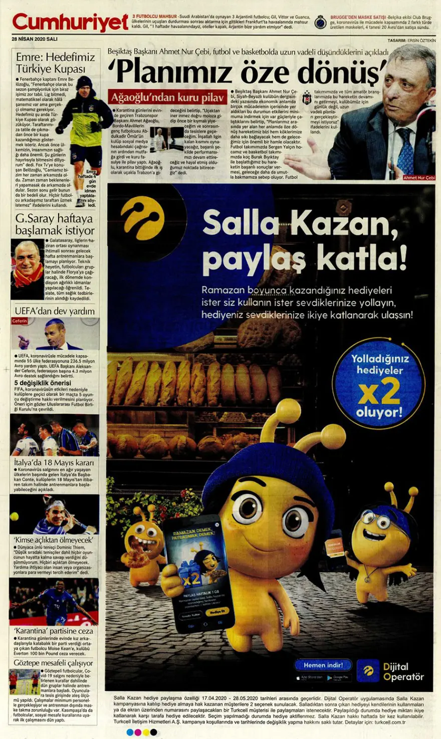 Günün spor manşetleri (28 Nisan 2020) 11