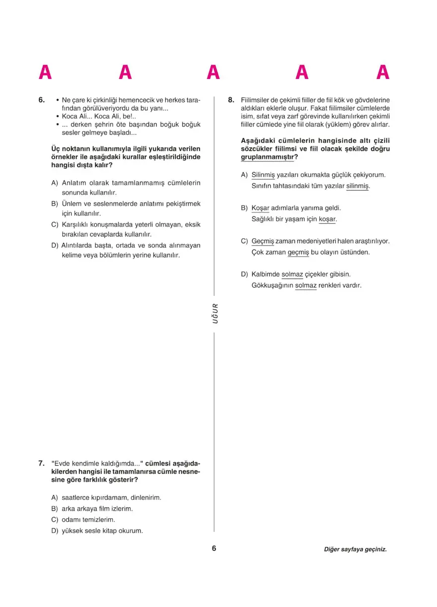 LGS deneme sınavı - Sözel bölüm 5