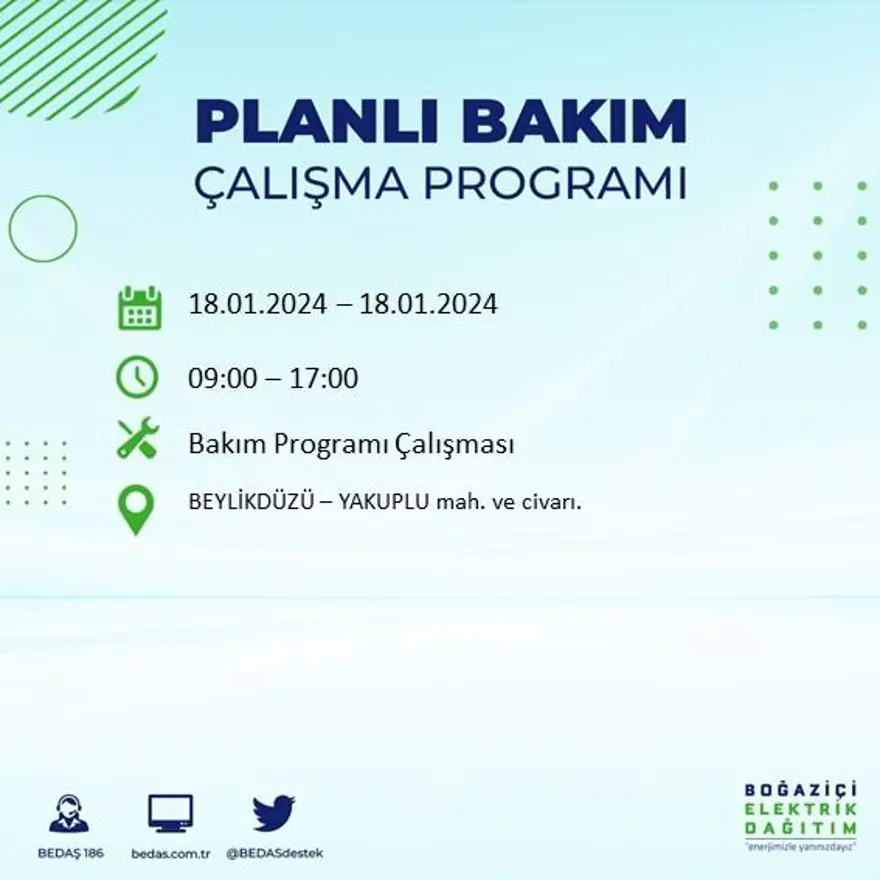 İstanbul'un 17 ilçesinde elektrik kesintisi yaşanacak: Elektrikler ne zaman gelecek? (18 Ocak BEDAŞ kesinti programı) 14