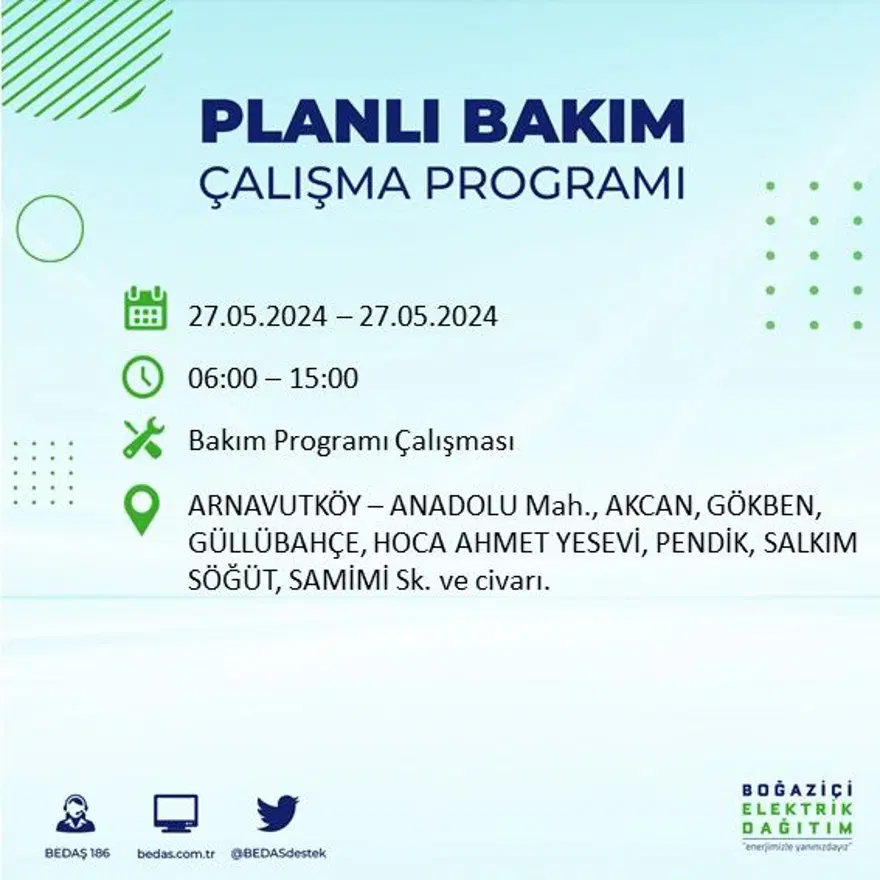 İstanbul'un 21 ilçesinde elektrik kesintisi: Elektrikler ne zaman gelecek? (27 Mayıs BEDAŞ kesinti programı) 1