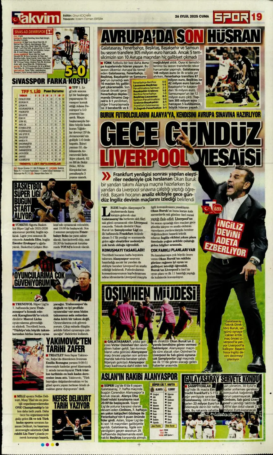 "Tedesco görüşme odasına" (26 Eylül 2025 spor manşetleri) 20 "Tedesco görüşme odasına" (26 Eylül 2025 spor manşetleri) 20