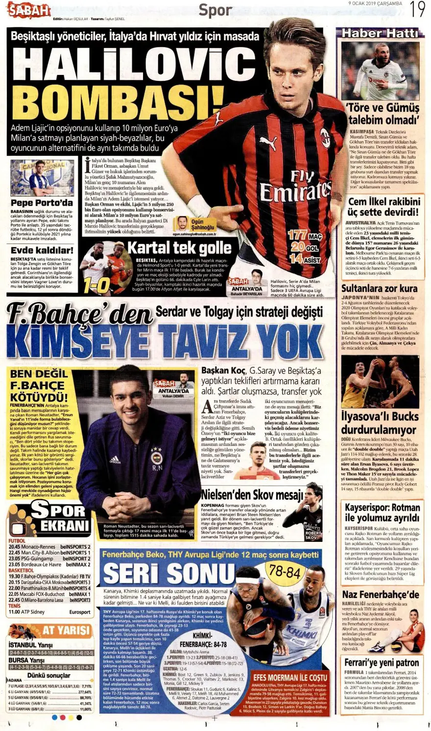 Günün spor manşetleri (09 Ocak 2019) 7