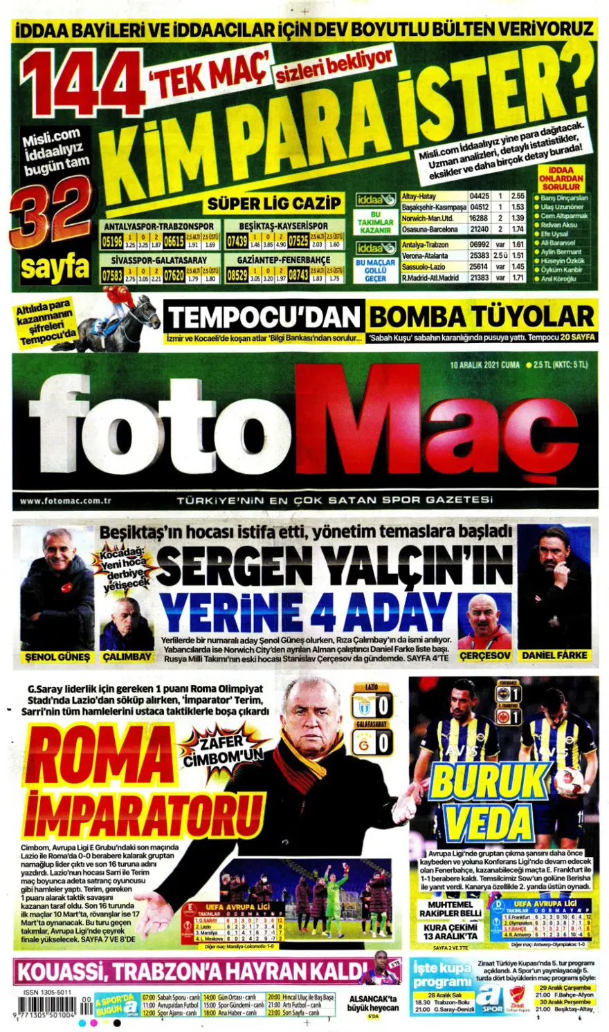 Günün spor manşetleri (10 Aralık 2021) 2