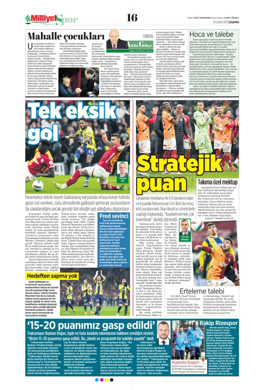 "Türk futbolunda maymun tartışması" (26 Şubat 2025 spor manşetleri) 22