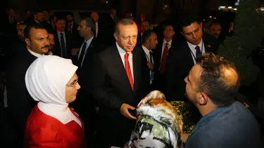 Cumhurbaşkanı Erdoğan Trump'ın ev sahipliğinde verilen resepsiyona katıldı