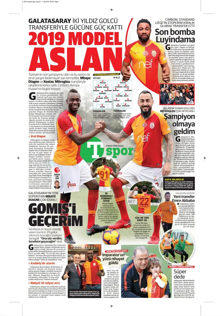 Günün spor manşetleri (1 Şubat 2019) 15