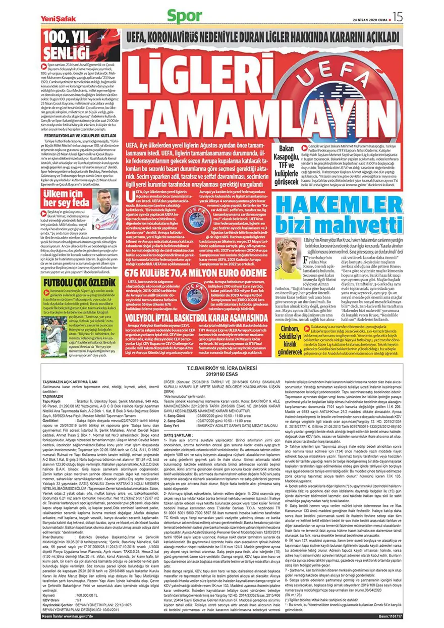 Günün spor manşetleri (24 Nisan 2020) 15