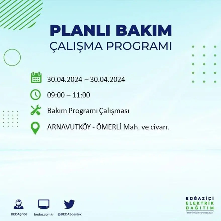 İstanbul'un 23 ilçesinde elektrik kesintisi: Elektrikler ne zaman gelecek? (30 Nisan tarihli BEDAŞ kesinti programı) 2