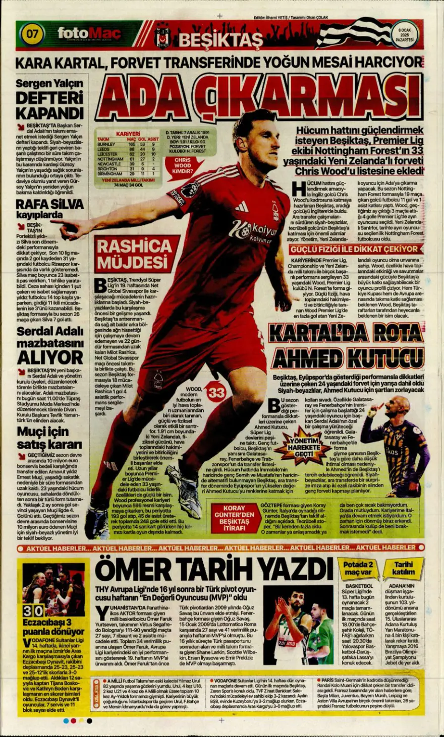 "Hızlı tren Nesyri" (6 Ocak 2025 spor manşetleri) 3