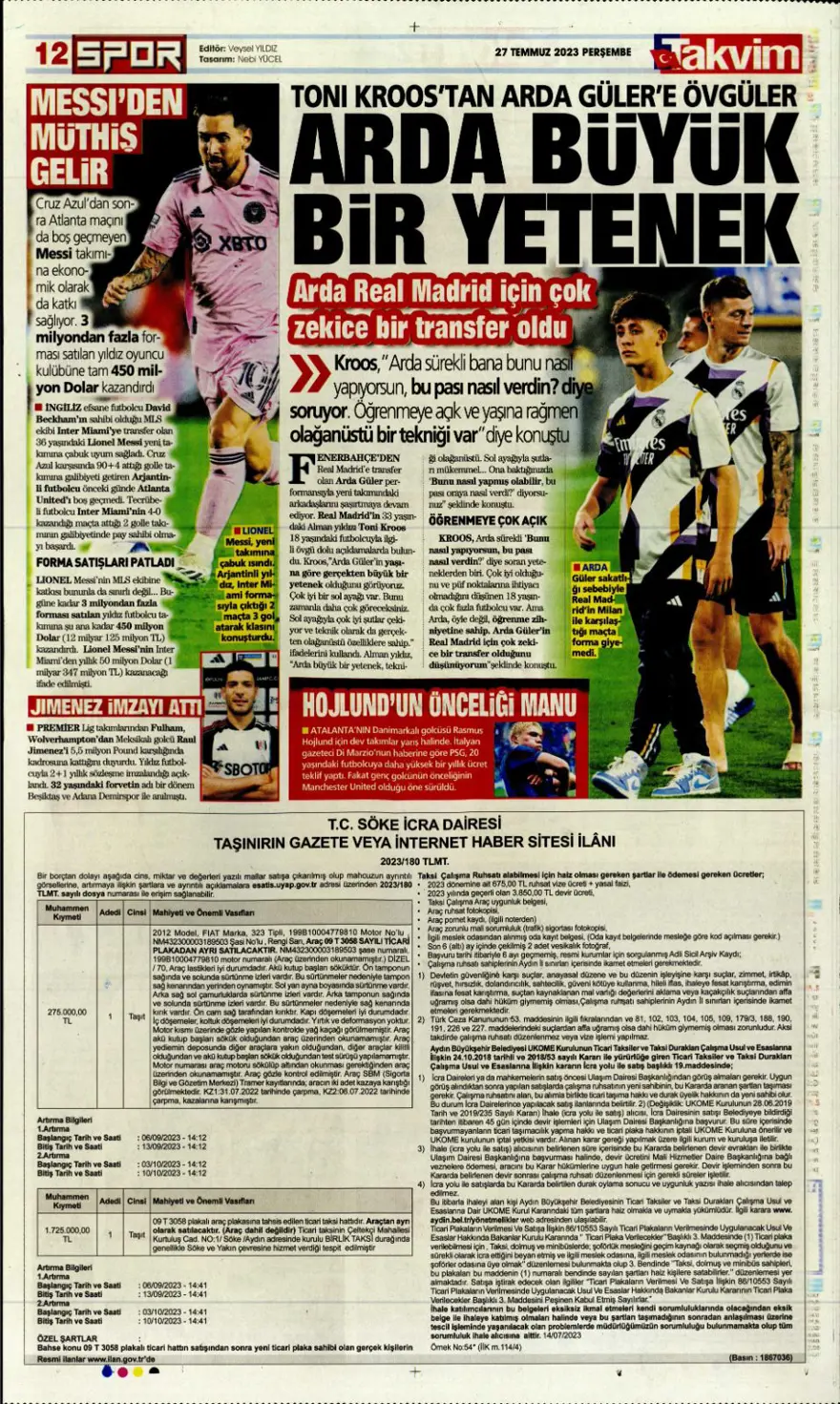 "Hücumda joker Rebic" günün spor manşetleri (27 Temmuz 2023) 28