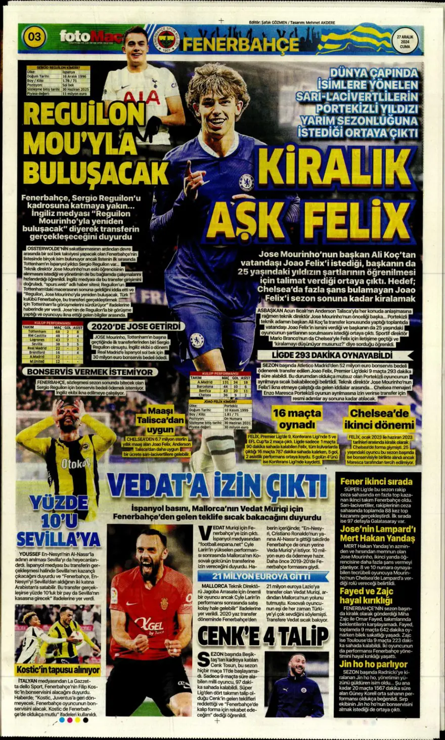 "Mourinho'dan Rashford'a davet" (27 Aralık 2024 spor manşetleri) 4