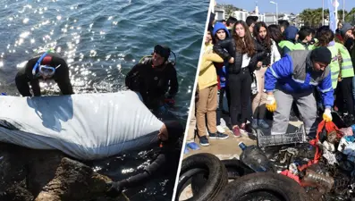 Bodrum'da denizden yatak da çıktı halı da