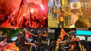 Galatasaray taraftarı sokağa döküldü Galatasaray taraftarı sokağa döküldü