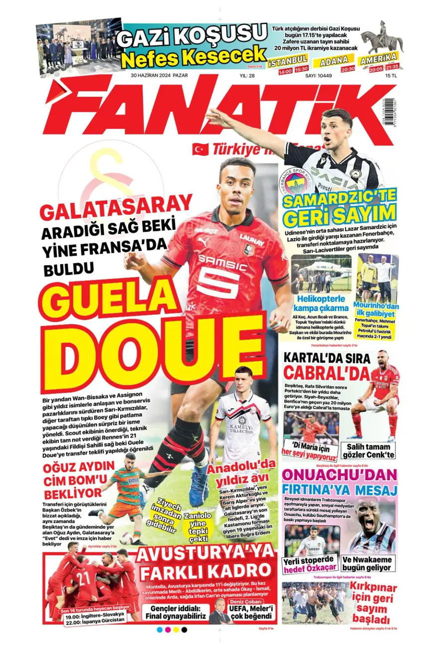 "Avusturya'ya farklı 11" (30 Haziran 2024 spor manşetleri) 4