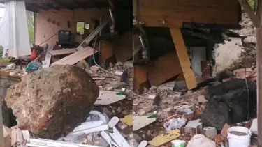 Rize'de heyelan: Yamaçtan kopan kayalar evi darmadağın etti