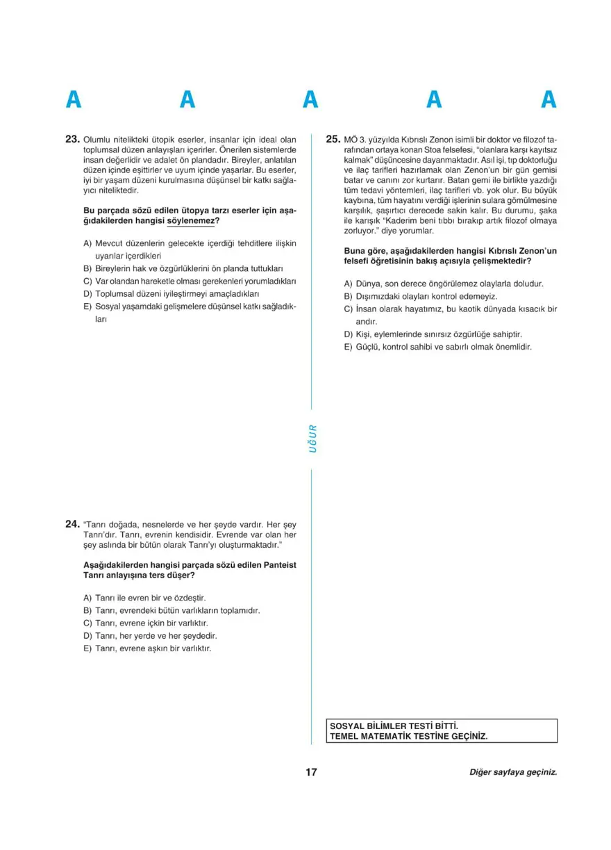 YKS - TYT deneme sınavı 16