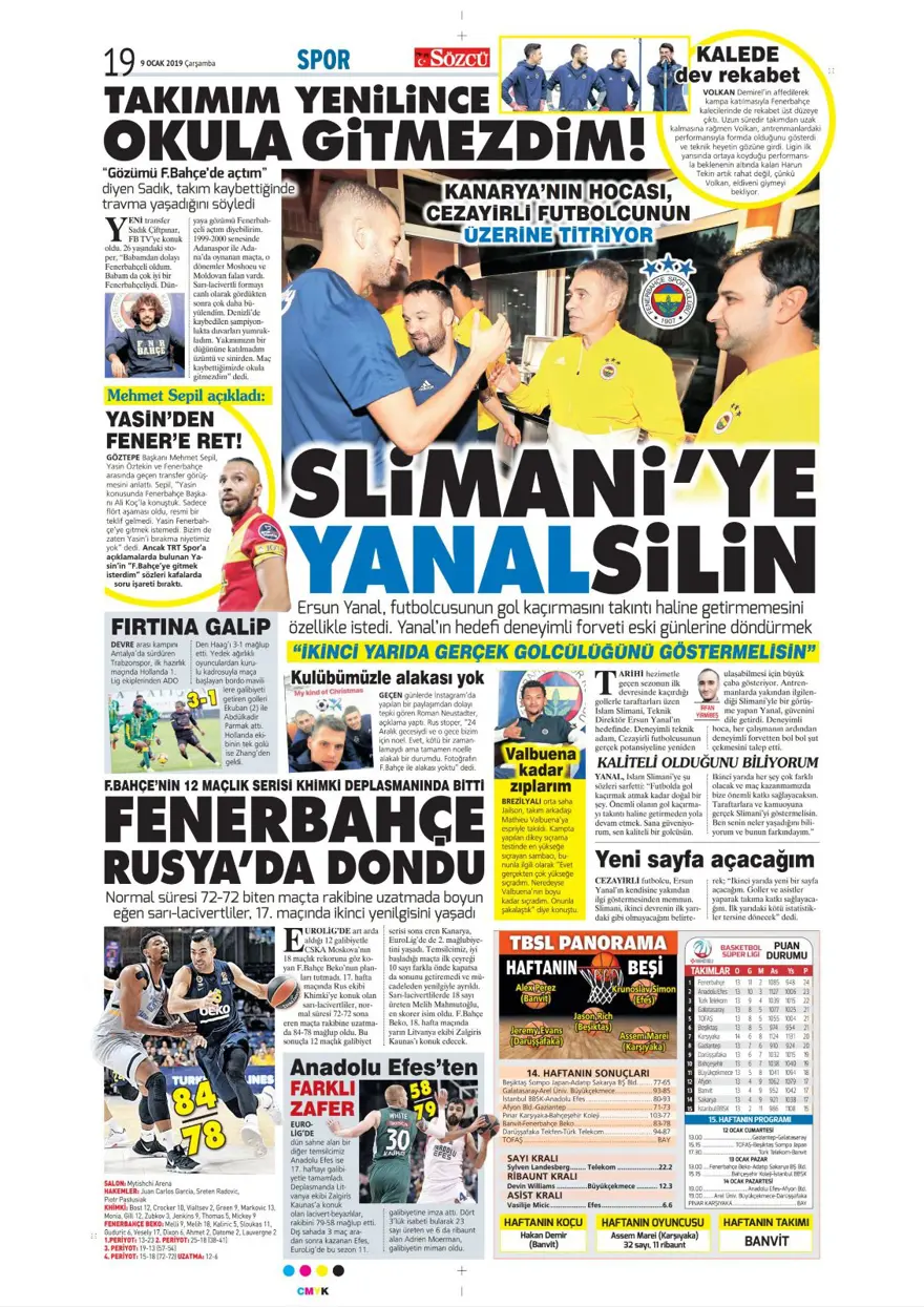Günün spor manşetleri (09 Ocak 2019) 10
