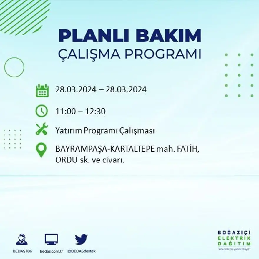 İstanbul'un 19 ilçesinde elektrik kesintisi: Elektrikler ne zaman gelecek? (28 Mart tarihli BEDAŞ kesinti programı) 15