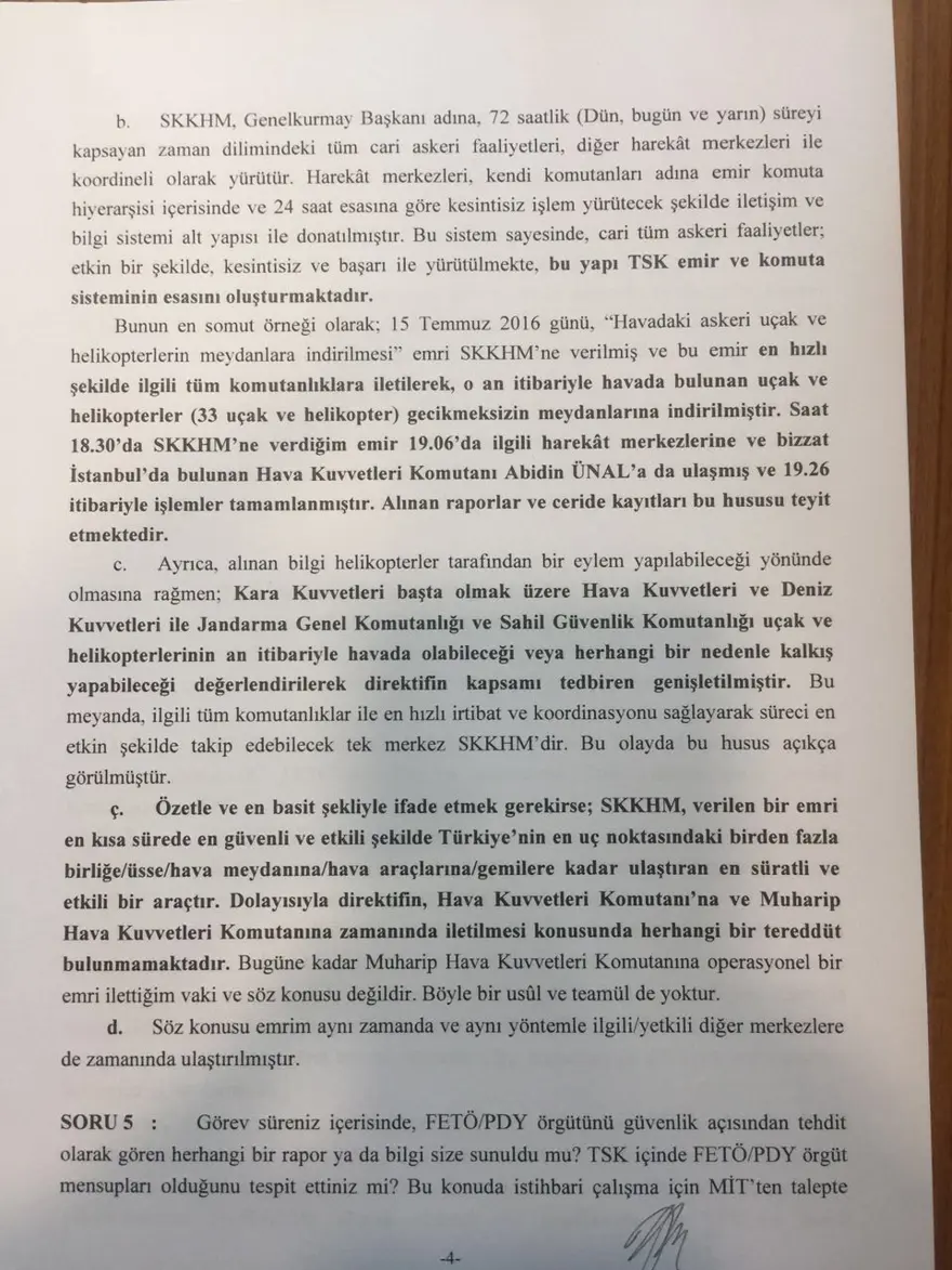 Hulusi Akar'ın darbe komisyonuna verdiği yanıtlar 3