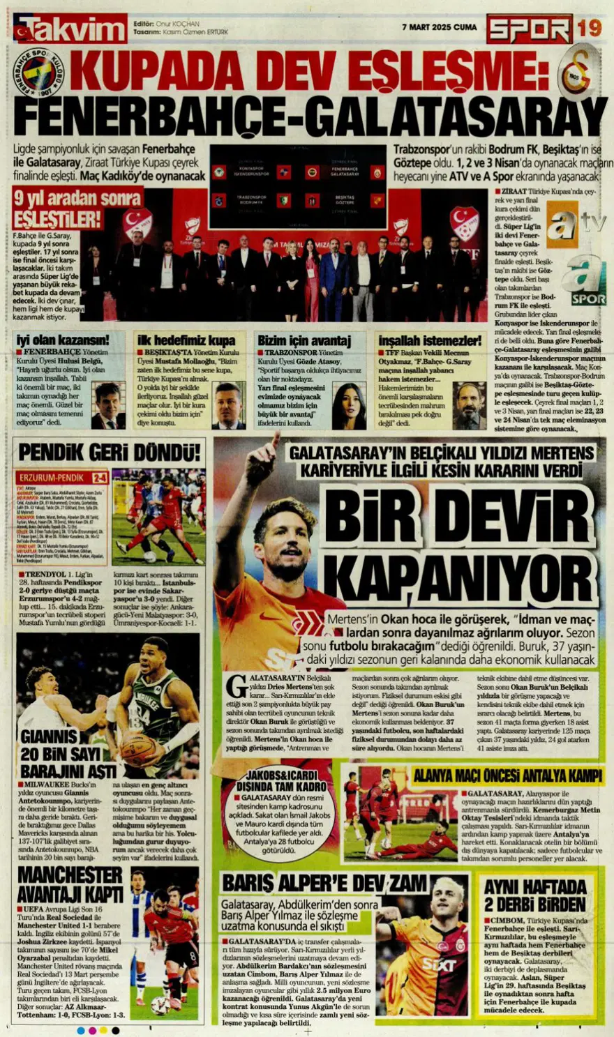 "Turu zora soktu" (7 Mart 2025 spor manşetleri) 14