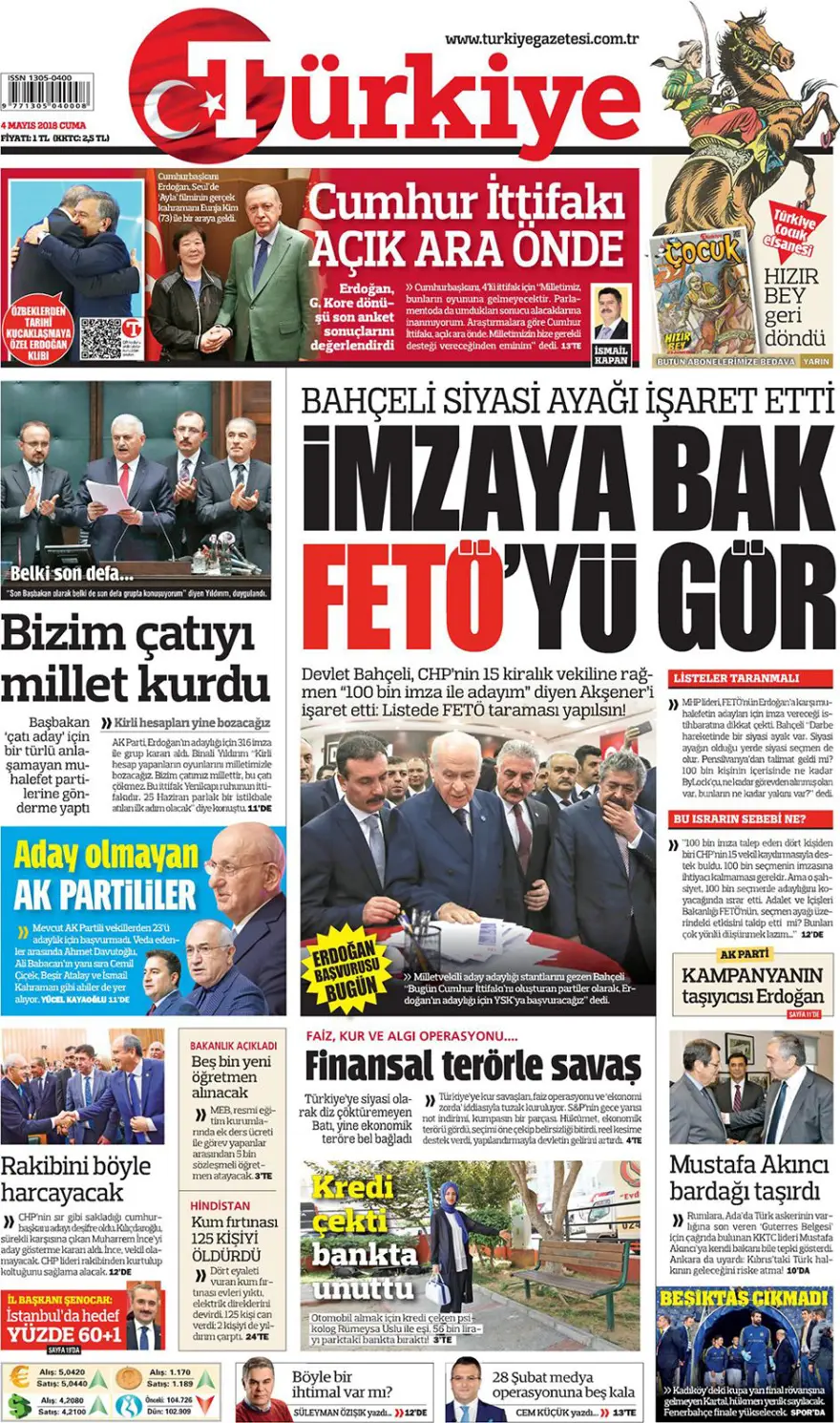 Günün gazete manşetleri - 4 Mayıs 2018 5
