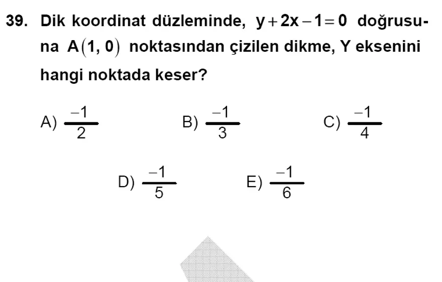 YGS Matematik soruları ve yanıtları 38